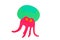 Colored jellyfish on white background