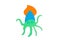 Colored jellyfish on white background
