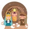 Colored joseph, mary and jesus cartoons Manger Stable Vector