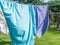 Colored laundry drying on a laundry