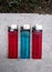 Colored lighters. Lighters as a background