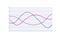 Colored line chart. business analytics three curves graph in flat style