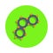 colored linked gears in green badge icon. Element of science and laboratory for mobile concept and web apps. Detailed linked gears