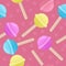 Colored lollipops, vector seamless pattern on pink background