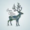 Colored Merry Christmas deer card