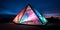 colored metallic chrome glowing triangular at night generative AI
