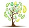 Colored Money Tree, Dependence of Financial Growth Flat Concept.