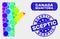 Colored Mosaic Manitoba Province Map and Grunge Sceptic Seal