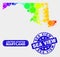 Colored Mosaic Maryland State Map and Distress Sea View Stamp