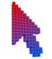 Colored mouse cursor arrow. Gradient from red to b