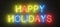 Colored neon sign, happy holidays, mock-up with centered text