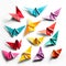 colored origami, AI-generatet