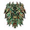 Colored Ornamental Tattoo Lion Head. Zentangle stylized Lion face.