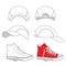 Colored outlined sneakers & baseball cap set