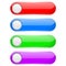 Colored oval buttons with white circles. 3d glass menu icons