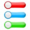 Colored oval buttons with white circles. 3d glass menu icons