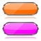 Colored oval glass 3d buttons with metal frames and reflection