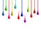 Colored paint drips on white background