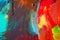 Colored paint strokes. Abstract art background. Detail of a work of art. Contemporary Art. Colorful texture. thick paint