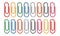 Colored paper clips. Fasteners document sheets realistic clip, office organized, color metal school stationery