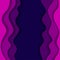 Colored paper waves, 3D background texture of layers of depth. Abstract background in shades of purple, pink. Paper cut style