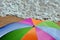 Colored parasol and sandy beach