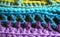 Colored pattern crochet fabric background