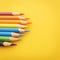 Colored pencil isolated on yellow background Soft focused selective focus