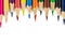 Colored pencils background. Color pencils on white background. Isolated