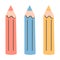 Colored pencils set vector isolated. Three colorful objects