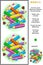 Colored pencils visual riddle - find the differences