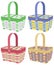 Colored picnic baskets