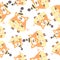 Colored pigs in retro style, seamless pattern,