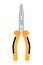 Colored Pliers tool icon. Yellow colored handle, thin metallic tip or sponge pliers. Flat illustration of pliers tool