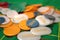 Colored poker chips for gameplay