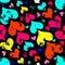 Colored psychedelic hearts on Valentine\'s Day seamless pattern