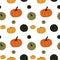 Colored pumpkins falling down on a white background