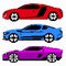 Colored race cars collection pixel art