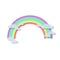 Colored rainbow with transparent clouds. Rainbow vector illustration in flat style.