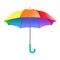 Colored realistic umbrella. Open umbrella in rainbow colors