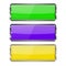 Colored rectangle buttons. Green, violet and yellow icons with chrome frame