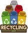 Colored Recycle Bins for Proper Trash Sorting in Recycling Day, Vector Illustration