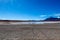 Colored Red Altiplanic Lagoon, a shallow saline lake in the southwest of the Altiplano of Bolivia