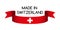 Colored ribbon with the Swiss colors, Made in Switzerland symbol