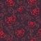 Colored ribbons on a black background seamless pattern. red collection. Cotton Fabric for Sewing, Patchwork, Print