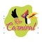 Colored rio de janeiro carnival poster with cute toucan Vector