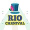 Colored rio de janeiro carnival poster with hat and feathers Vector