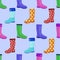 Colored rubber boots. Seamless pattern.