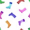 Colored rubber boots. Seamless pattern.