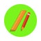 colored Ruler and pencil in green badge icon. Element of science and laboratory for mobile concept and web apps. Detailed Ruler an